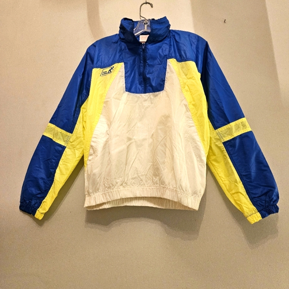 Vintage Blue and Yellow Windbreaker Jacket